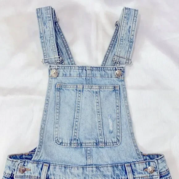 H&M Devided Denim Dungarees/Short Overalls Size 2 - Picture 5 of 11